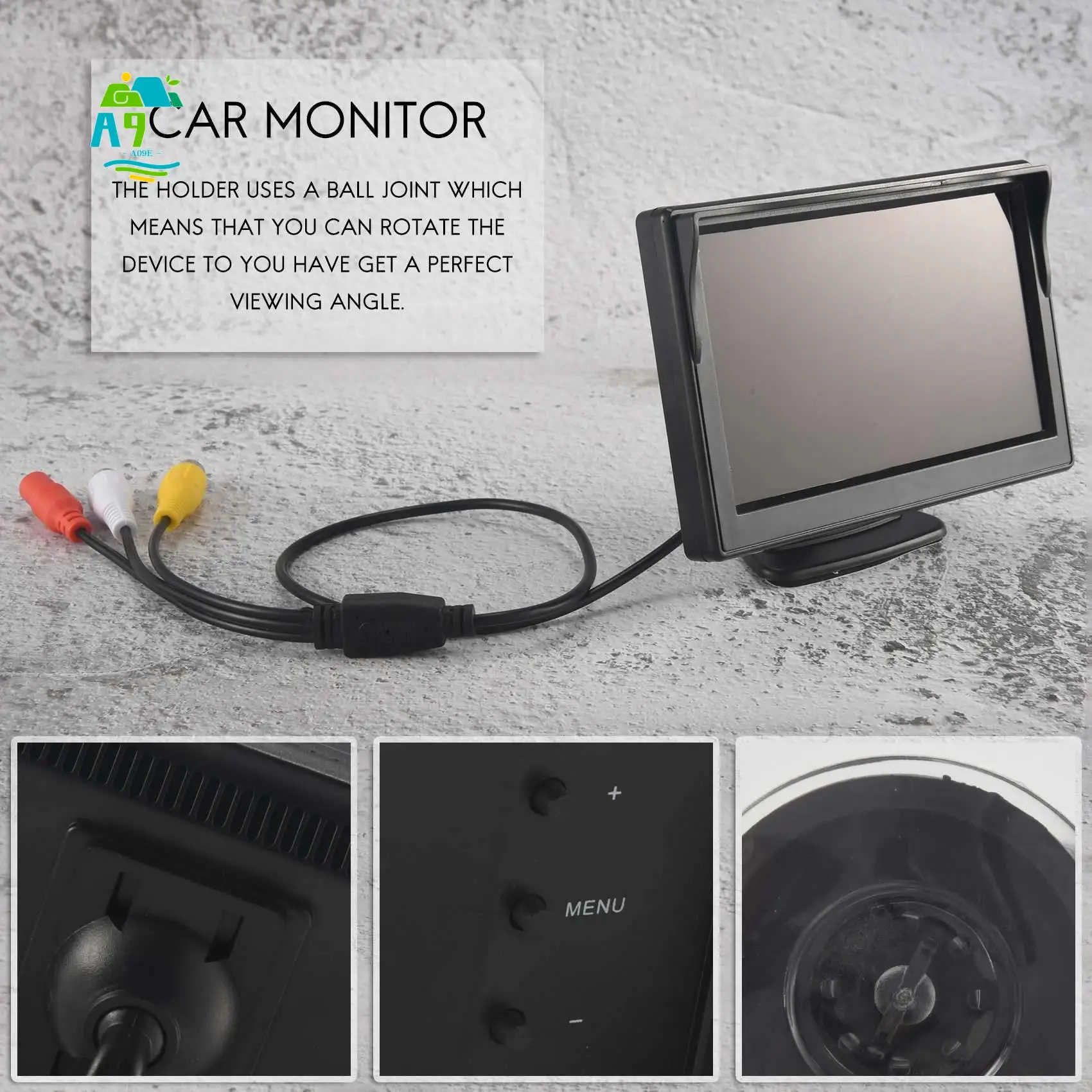 A09E-5 Inch 800X480 TFT LCD HD Screen Monitor With Dual Mounting Bracket For Car Backup Camera/Rear View/DVD/Media Player