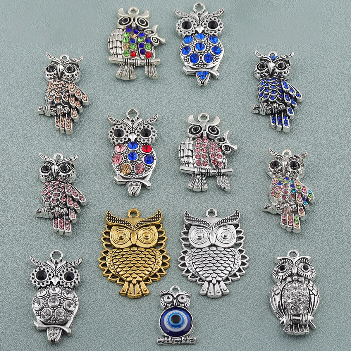 10PCS Bunte Eule Vogel Niedliche Charms Anhänger Halskette DIY Schmuck Machen Zubehör Handwerk