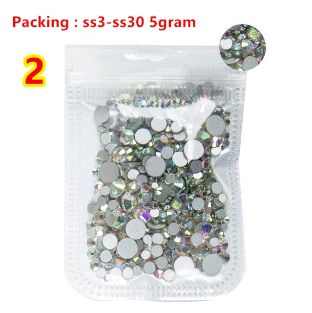 40 colori Mix taglie Crystal Clear AB Non Hotfix Flatback strass Nail Art strass per 3D Nail Art decorazione glitter