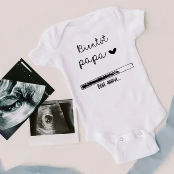 Papa bébé arrive bientôt bébé barboteuse annonce enceinte nouveau-né enfant en bas âge combinaison vêtements d'été présente des cadeaux de douche pour bébé 1