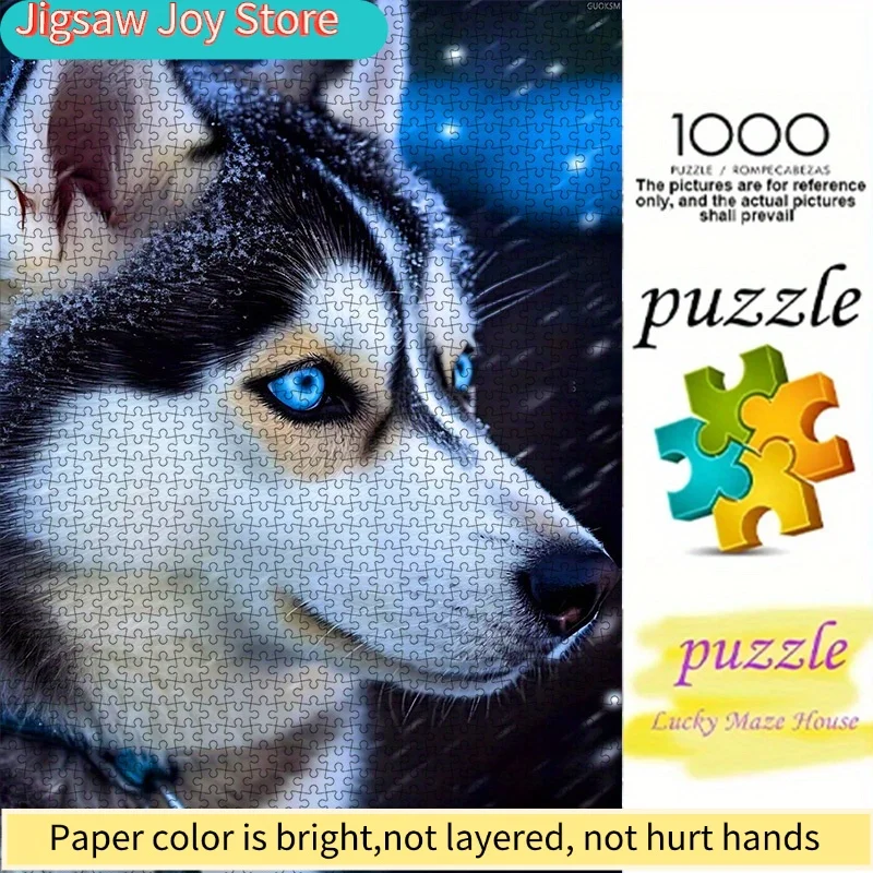 

Набор для творчества: бумажный пазл «Снежный голубоглазый хаски», высококачественный белый картон, подходит для