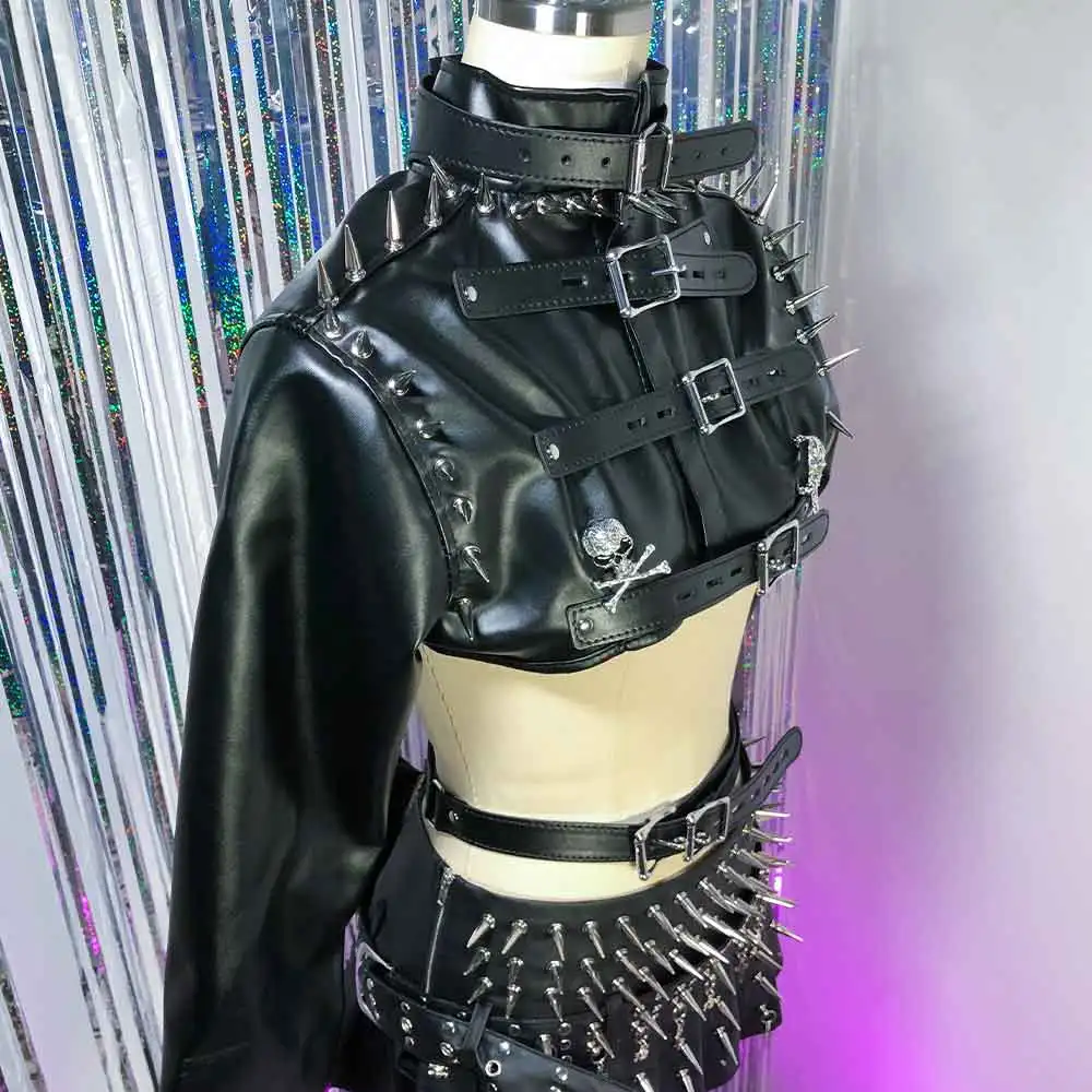 

Готическая футболка с эмо-черепом в стиле Харадзюку, эко для электронных девочек, с длинными рукавами, сделай сам, гот, Y2K, топы, панк-рок, каваи, подростковый гранж, заклепки с шипами