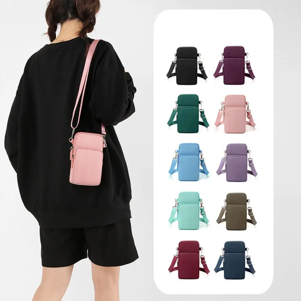 

Women Mobile Phone Bag Multi-pockets Zipper Adjustable Strap Small Solid Color Ladies Crossbody Wallet Bags Purse Clutch Wallet