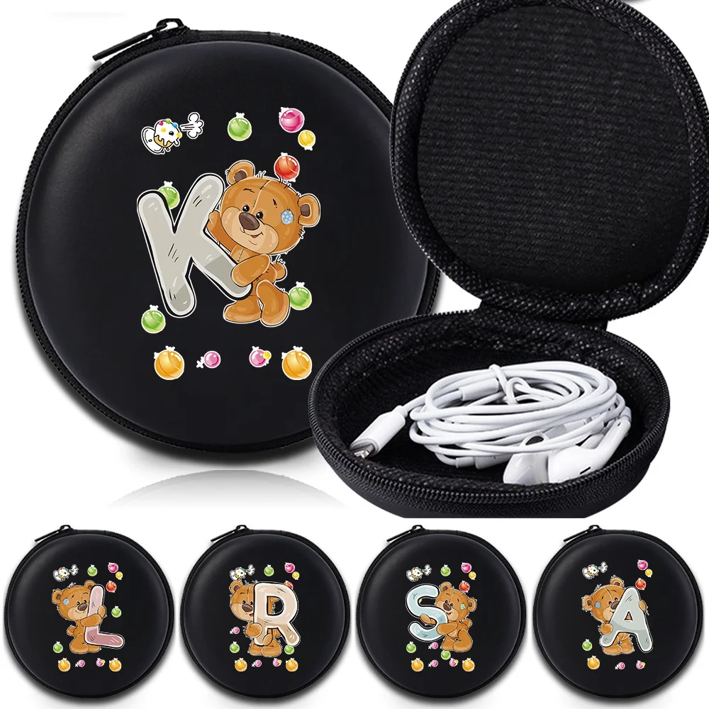 

Portable Waterproof Earphone Case Headset Data Cable Holder Anti-Pressure Headphone Storage Bag Initial Ietter Pattern Series