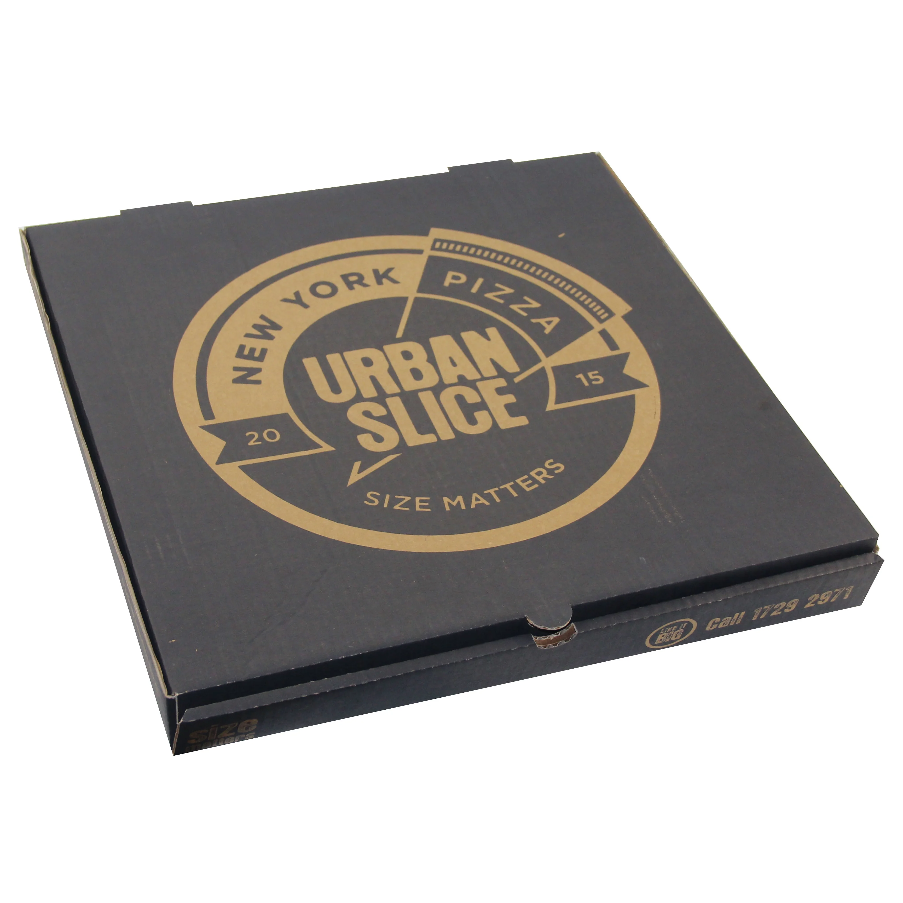 مصنع صندوق الورق بالجملة تصميم مخصص صندوق طعام ورق مموج أسود 8 10 12 صندوق بيتزا