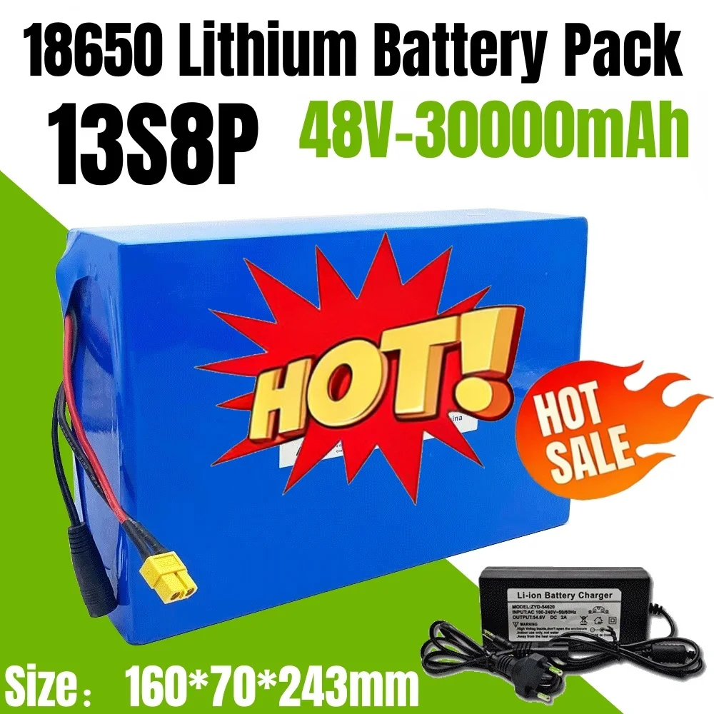 13S8P Battery 48V 30000mAh Lithium Battery Pack 1000W Bicycle Battery With Built-in 50A BMS