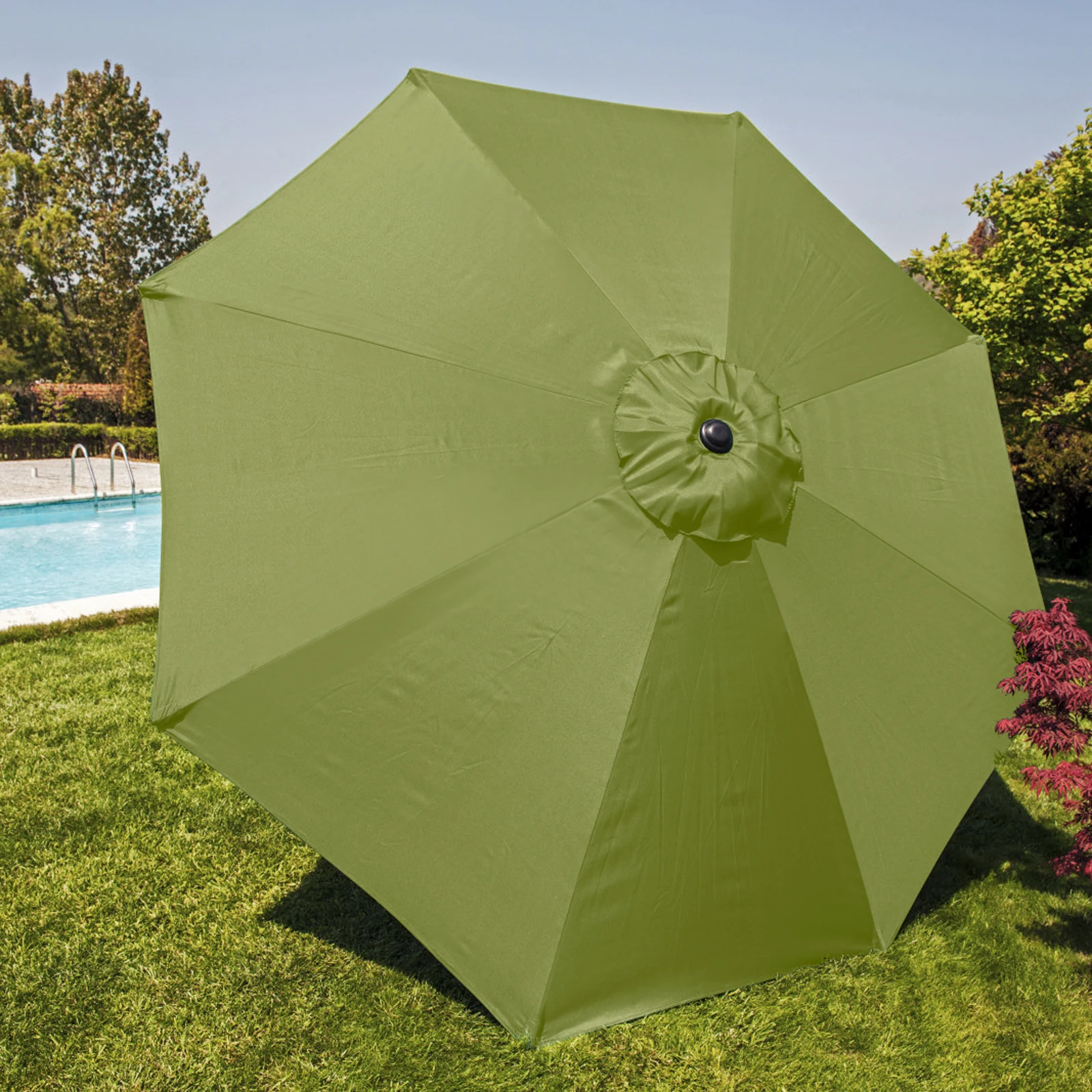 Umbrella Base Shade Cloth Canopy Only Patio Sunshade Replacement UV Protection Fits 3/2.7 Meters 6 Bone Outdoor Parasol