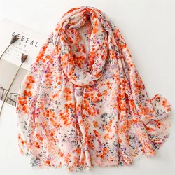 2026 Spain Fashion Thin Polka Floral Fringe Viscose Shawl Scarf High Quality Wrap Pashmina Stole Bufandas Muslim Hijab 180*90Cm