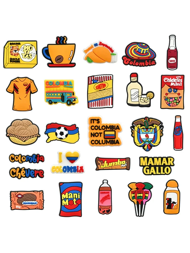 Colombie série alimentaire PVC chaussure breloques pantoufles boucle combinaison idéal pour bracelet accessoires bandes de décoration cadeau unisexe fête