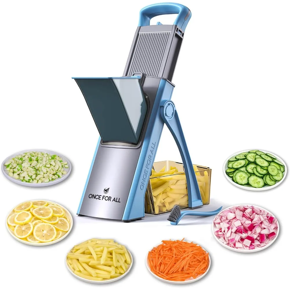 

Upgrade Safe Mandoline Slicer, Large Adjustable Vegetable Chopper with Detachable Blade, Kitchen Gift in SkyBlue