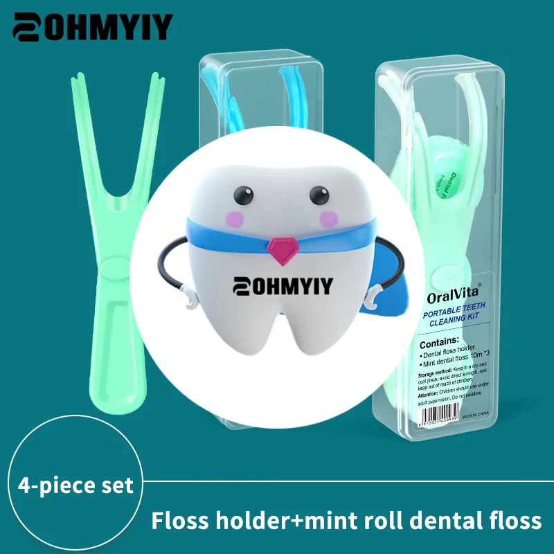 10m Dental Floss With Holder With Storage Box Teeth Cleaning Picks Reusable Replaceable Handle Stick Tool Threader For Braces