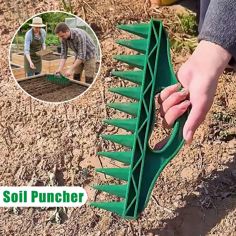 Manual Seeder Plant Seeds 12-Hole Fast Seeding Garden Seeder Tool Gardening Drilling and Loosening Tools Soil Loosening Tool