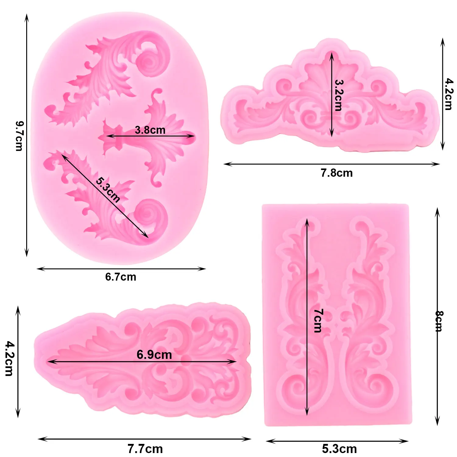 Baroque Silicone Molds Curlicues Scroll Lace Fondant Mold Cake Decorating Tools Chocolate Gumpaste Mould Candy Resin Clay Moulds