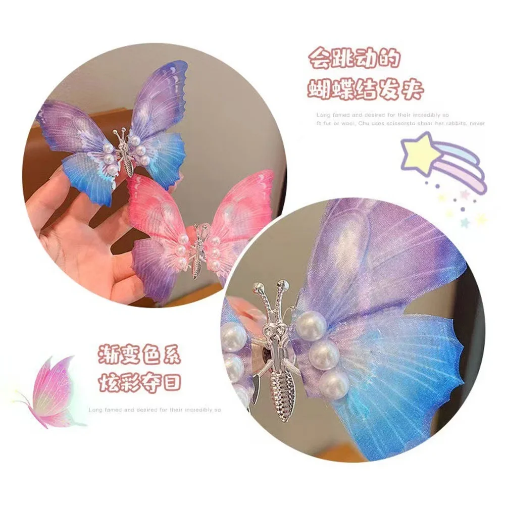 Flügel flatternder Schmetterling Haarspangen Kinder seitlicher Pony Haarspangen Fee Pferdeschwanz Entenschnabel Clip Prinzessin Stil Haarschmuck