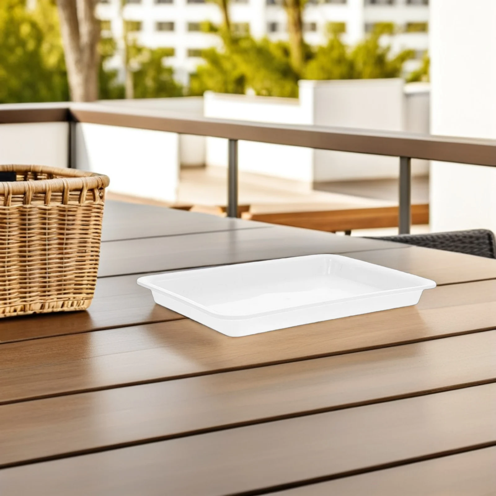 

4Pcs Thickened Plastic Plant Saucers Square Flower Pot Drip Trays Weatherresistant for Balcony Furniture Protection