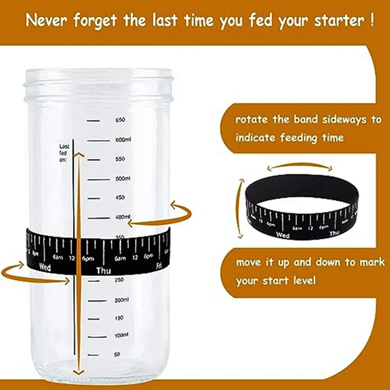1Set Luftdichtes Glas, natürliches Gärglas mit Deckel und Waage, Teig-Gärungsset