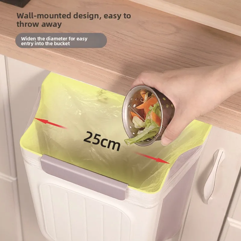 Foldable Hanging Trash Bin for Kitchen Thick Large Mouth Multi Functional Waste Bin Garbage Bin Trash Can Foldable Bin
