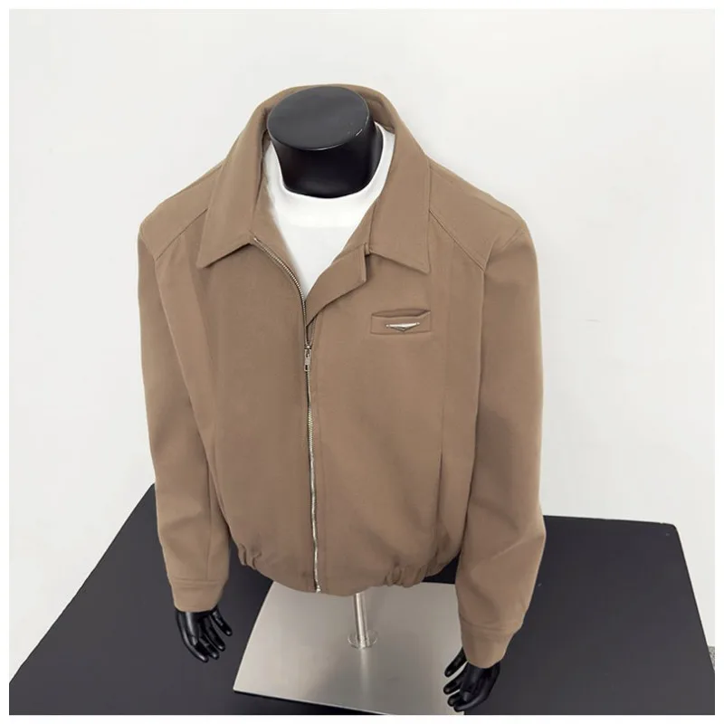 

American Short Jacket Men's Spring and Autumn Korean Style Zipper Jacket Fashionable Versatile Lapel Top