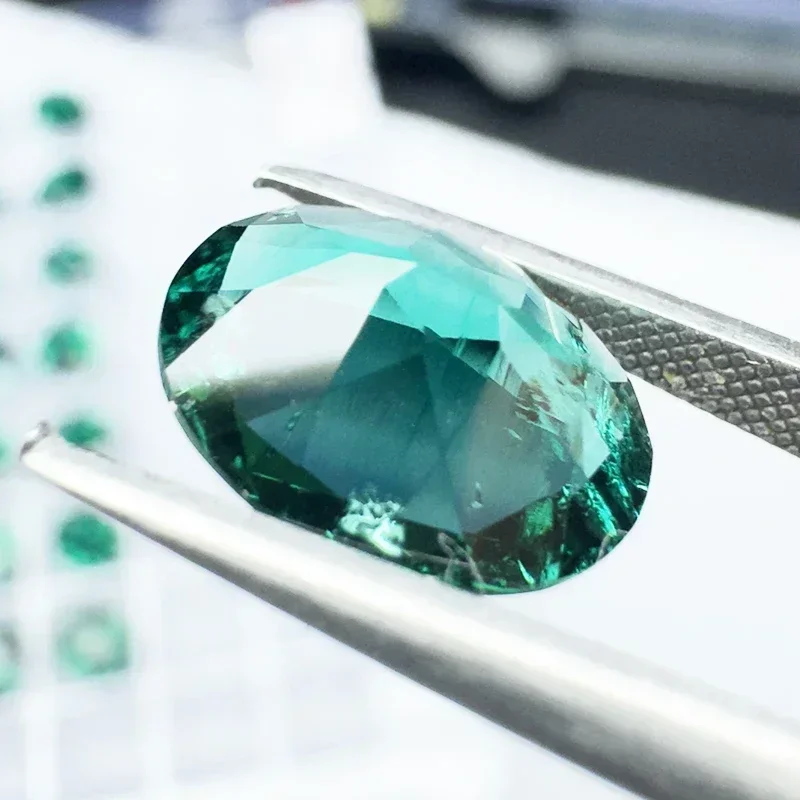 Laborgezüchteter Sambischer Smaragd im Ovalschliff, Edelstein-Anhänger für DIY-Schmuck, Ring, Halskette, Ohrringe, Hauptmaterialien wählbar, Zertifikat erhältlich – Detail 5