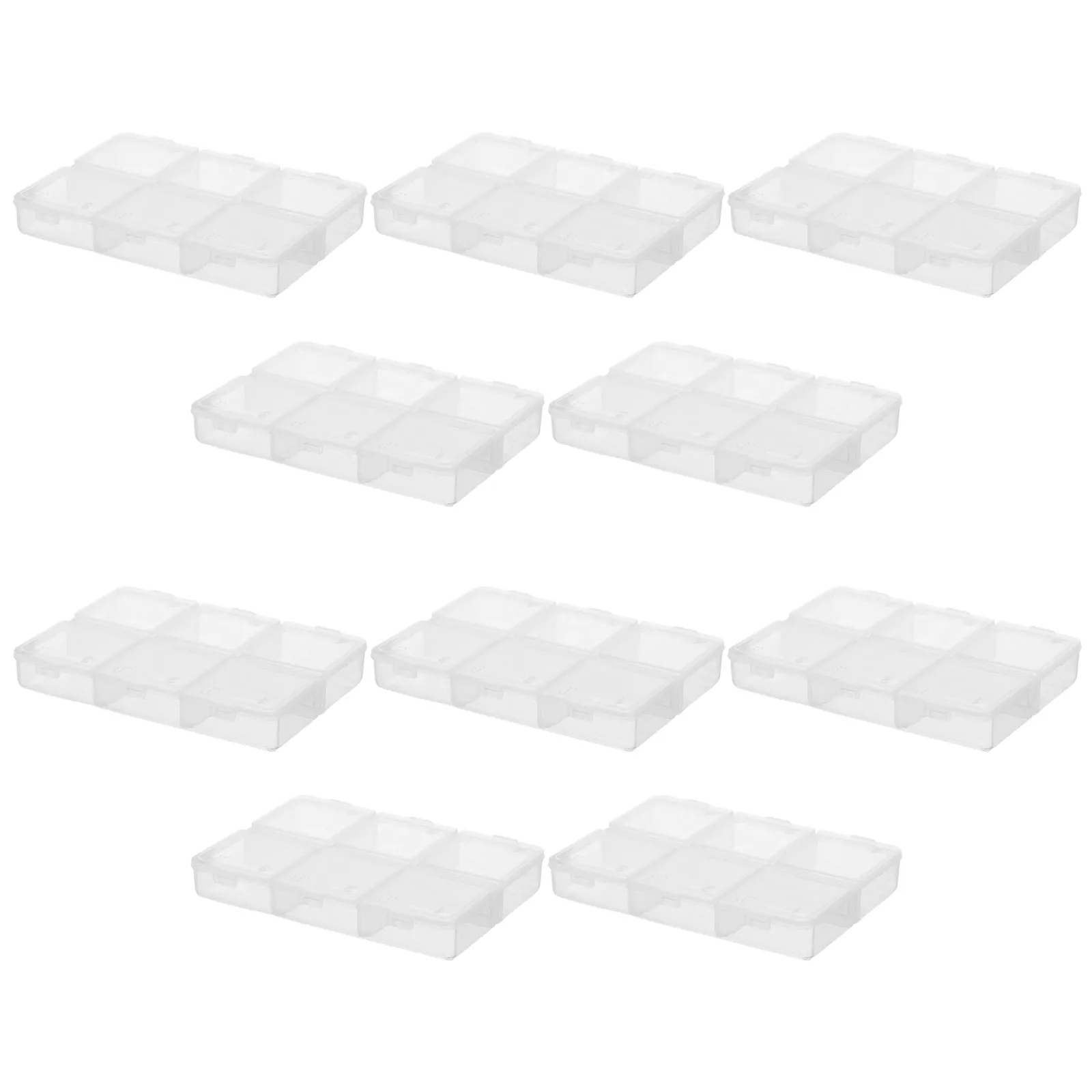 

10 Pcs Jewelry Storage Box Clear Craft Container Plastic Boxes with Adjustable Dividers