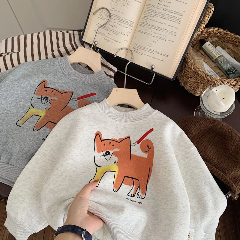 

Children's Sweater2024Winter Cute Puppy Korean Style Children Versatile round Neck Cashmere TopF0571