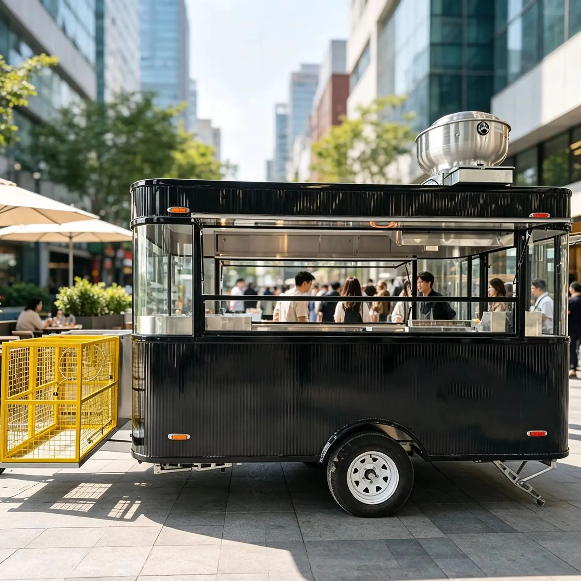 Mobile Food Concession Trailer Single‑Axle Food Truck With Extended Side Platform Fully Equipped Street Fast Food Ven