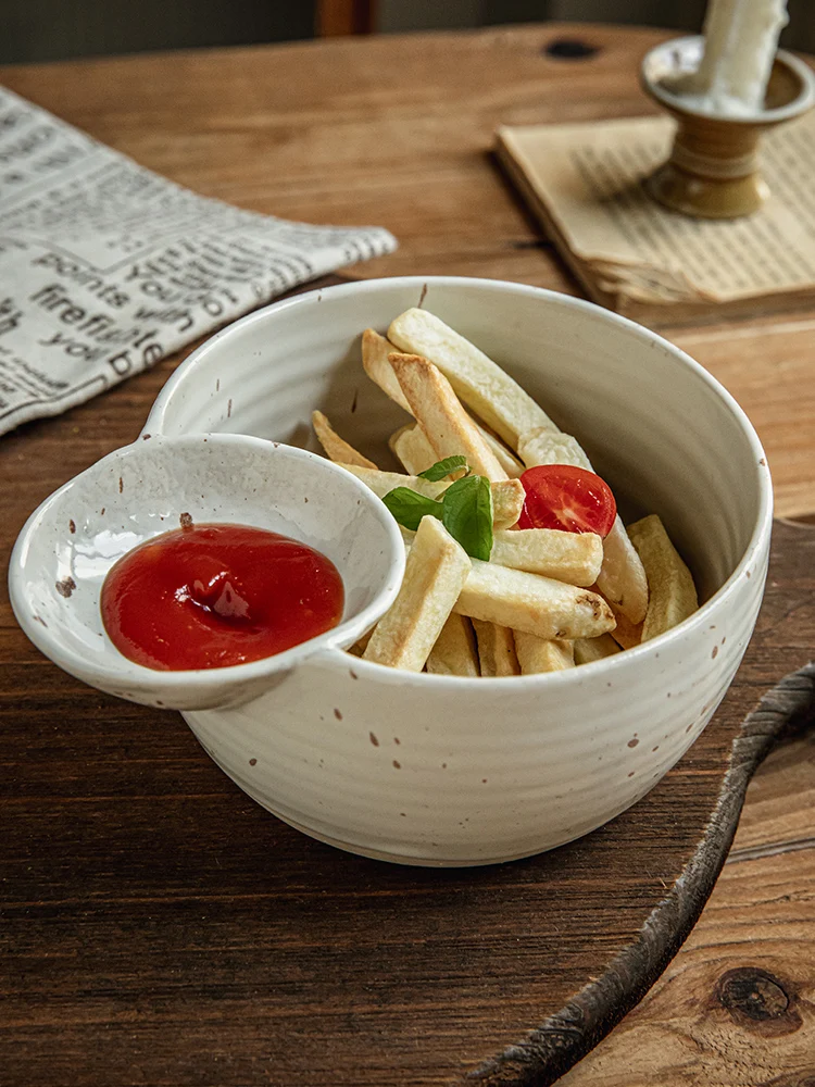 

Креативная керамическая французская подставка с погружным блюдцем, бытовая закуска, разделенная миска, столовая посуда для ресторана, фруктовая Салатница