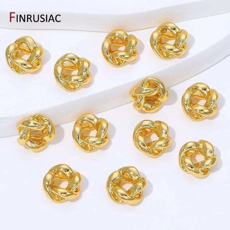 18K Gold Plated Brass Twisted Circle Spacer Beads,8.2*8.4mm Separator Beads For DIY Bracelet Necklace Jewelry Making Supplies image 2