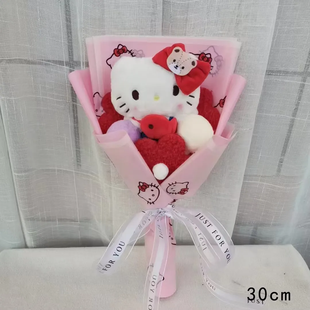 Anime Hello Kitty Kuromi Bouquet dessin animé cannelle poupées en peluche animaux en peluche saint valentin anniversaire remise des diplômes cadeau