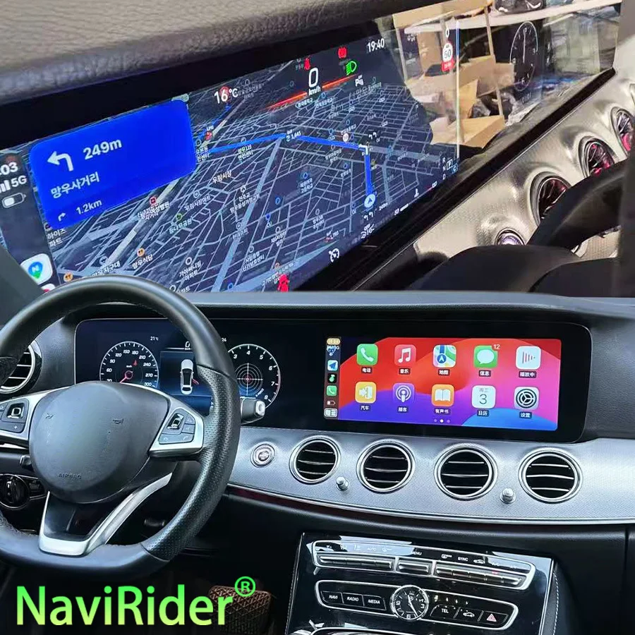 

Двухэкранный CarPlay для Mercedes Benz E-класса W213 2016-2020, автомобильная магнитола с Android Auto, GPS-навигацией, сенсорным экраном и стереосистемой.