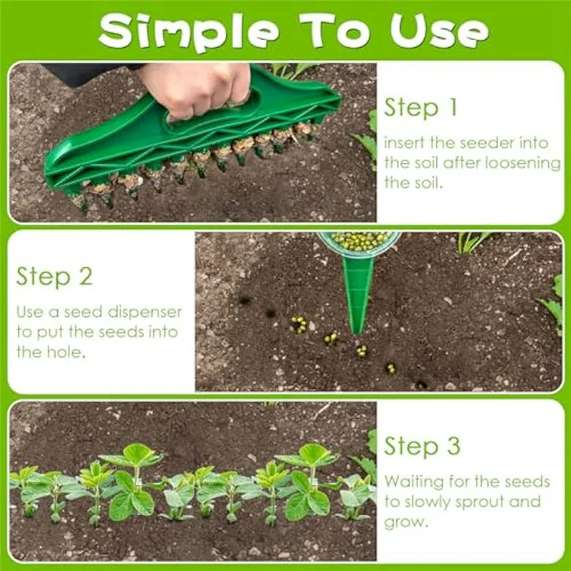 4Pcs Sowing Seeds Dispenser Set,12 Holes Seed-In Soil Planter+Hand Seed Dispensers+ Seedling Remover+Widger Hole Puncher Durable