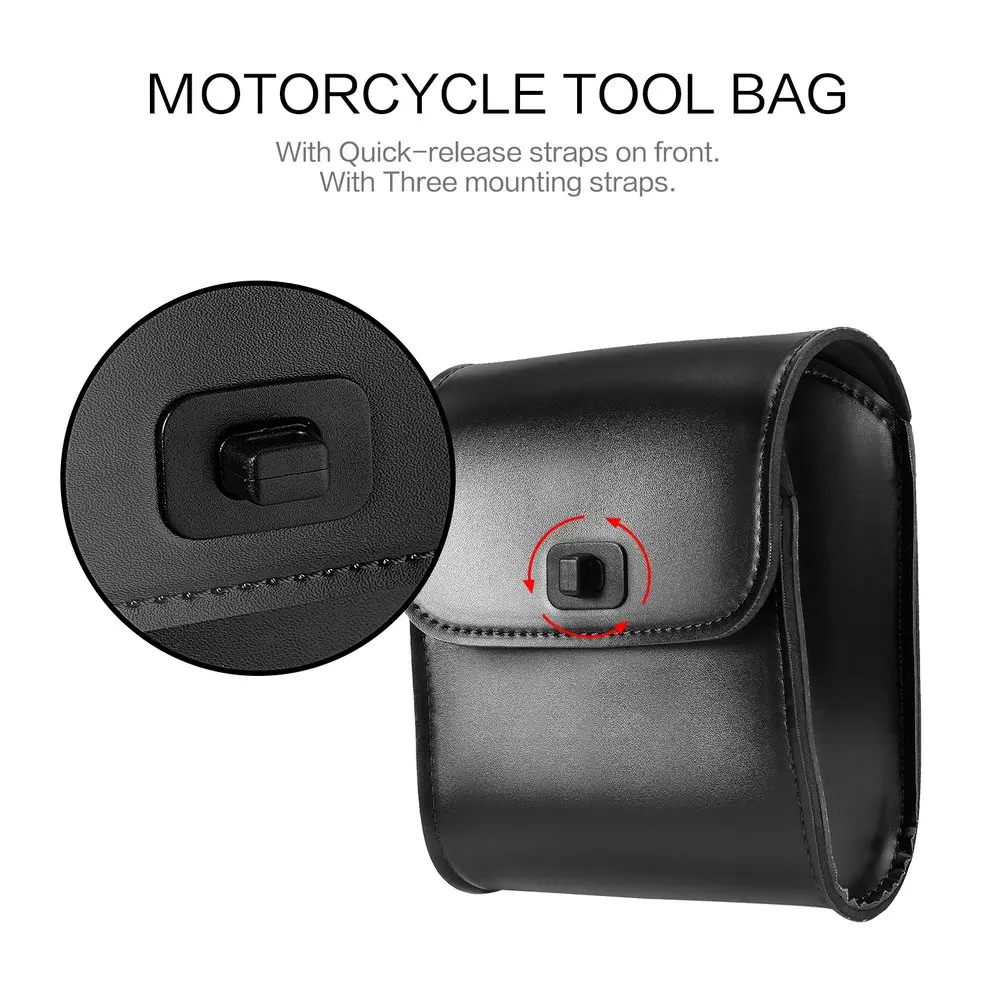 Universal Motorcycle Bike Front Handlebar Tool Bag Luggage Saddle Bag Synthetic Leather Universal Motorcycle or Bike