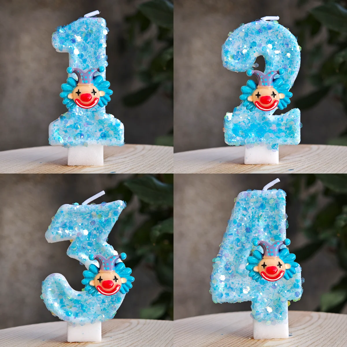 3D Clown-förmige Kerzen Zirkus-Thema Geburtstagstorten-Dekoration für Kinder Jungen Mädchen Karnevalsparty-Zubehör