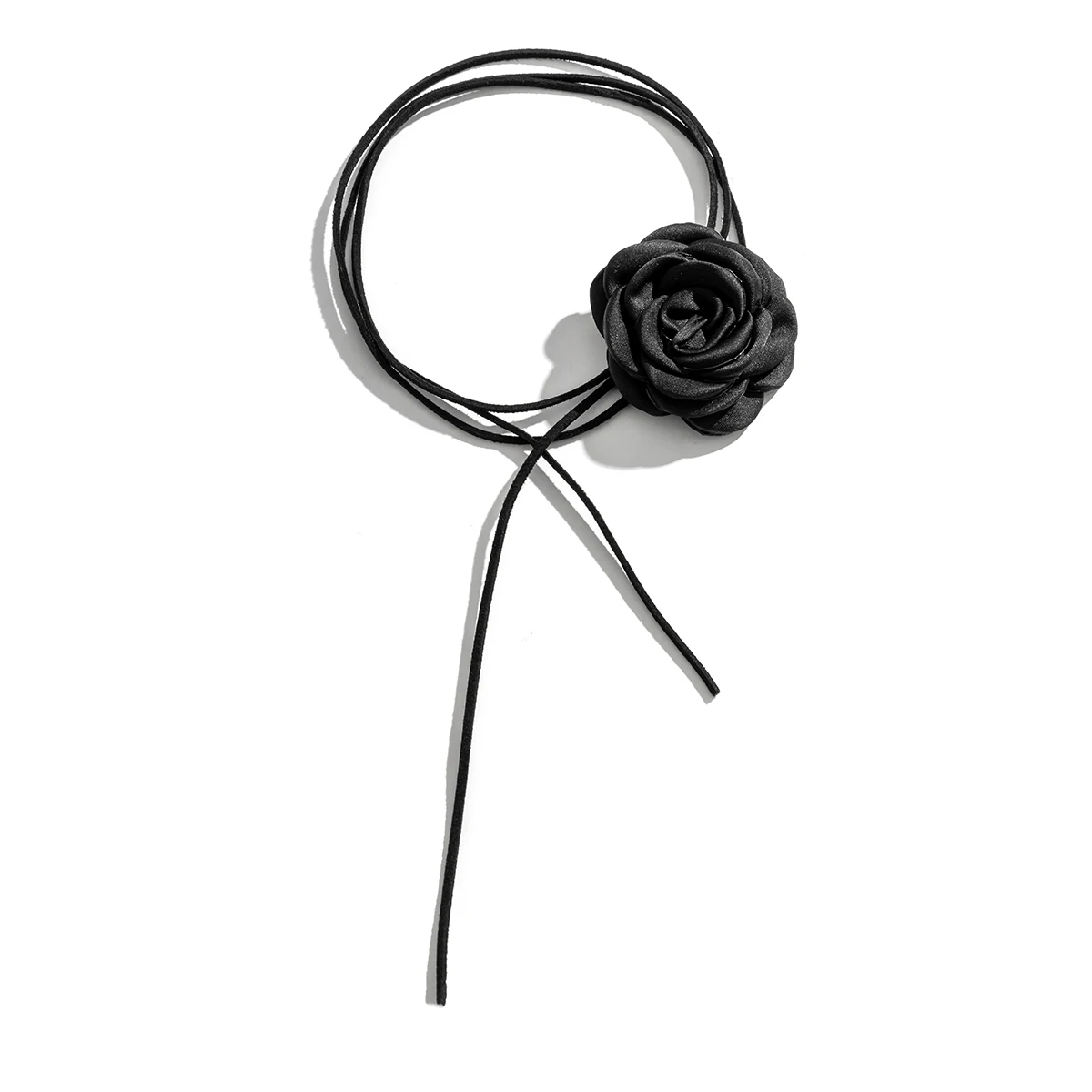 Romantic Big Rose Flower Necklace for Women Ladies Korean Fashion Long Lace Up Rope Chain Choker Y2K Accessories on Neck Jewelry image 3