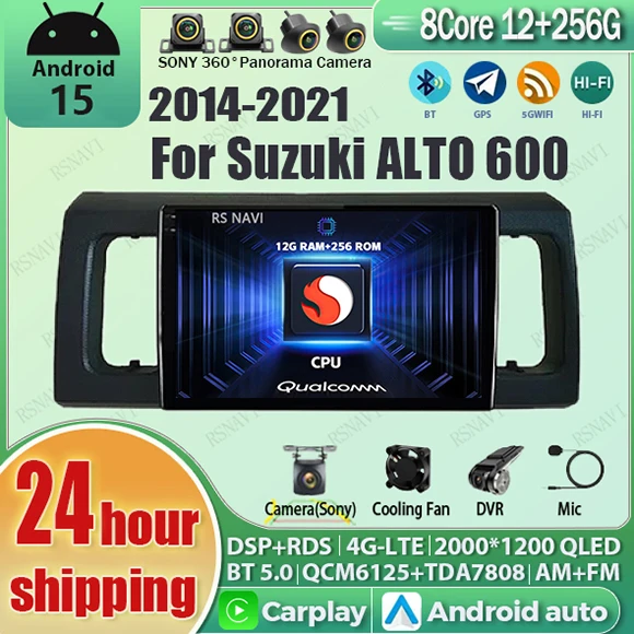 

Android 15 Carplay Auto Qualcomm 2K QLED Screen Car Radio Player For SUZUKI ALTO 600 2014-2021 GPS Multimedia Stereo Navigation