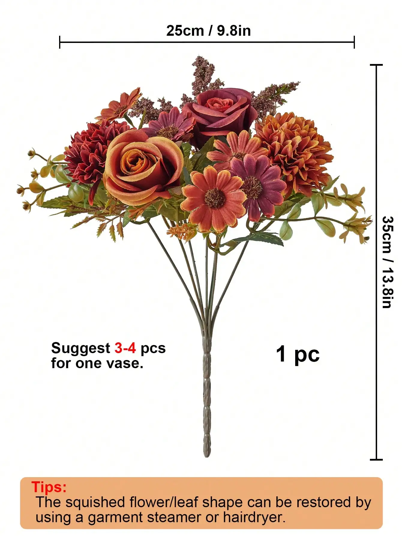 1/3 Stück künstlicher Herbststrauß, Herbst-Hochzeitsstrauß aus gefälschter Seide, Zuhause, Party, Landhaus, Thanksgiving-Tischdekoration