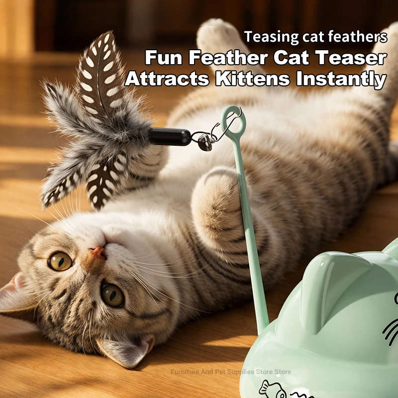 Dynamic Music Interactive Cat Toy Car, 360° Rotating Automatic Cat Toy Ball with Colorful Slow-Flash LED Lights, Pet Toy