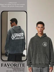 2024 Fashion Washed Old Sweater Men's T-shirt Double-sided Casual Oversized Volcom Stone Graphic Sports Top Street Wear