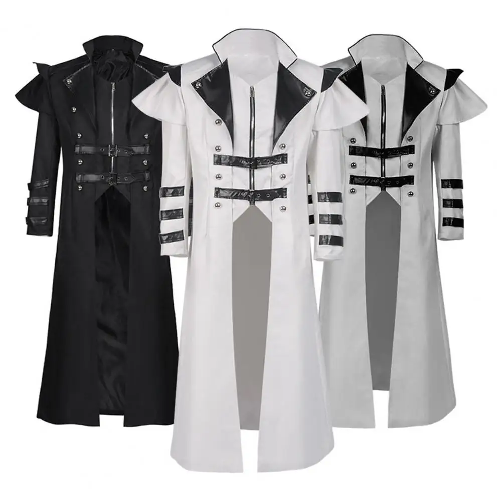 Medieval Performance Costume Medieval Royal Gothic Steampunk Cosplay Men's Coat for Halloween Stage Show Performance Retro Color