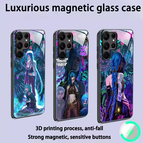 League of Legends L-LOL Jinx Phone Case For Samsung S25 S24 S23 S22 S21 S20 Plus Ultra Note20 Glass Magnetic Case