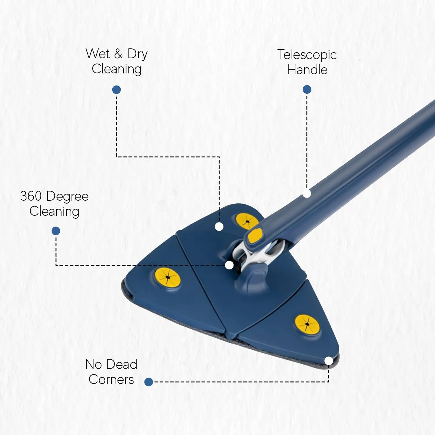 1 zestaw, mop trójkątny, obrót o 360 stopni, chowany, regulowany mop czyszczący do czyszczenia szkła w wannie, płytek, podłogowych