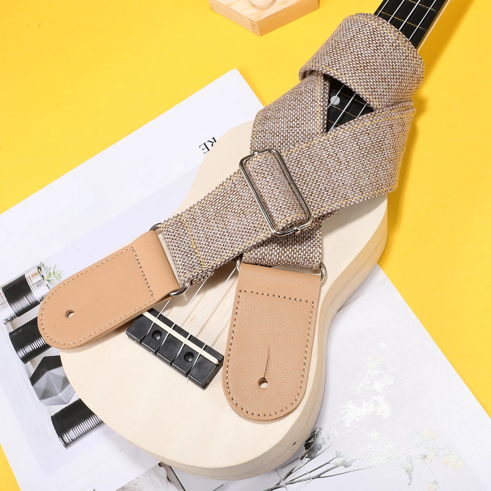 

1pcs Guitar Tail Nail Strap Adjustable Bass Guitar Belt With Pick Set For Electric Acoustic Instrument Shoulder Sling