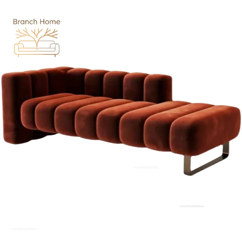 Light luxury velvet fabric backrest bedside stool bedroom chaise longue lazy sofa