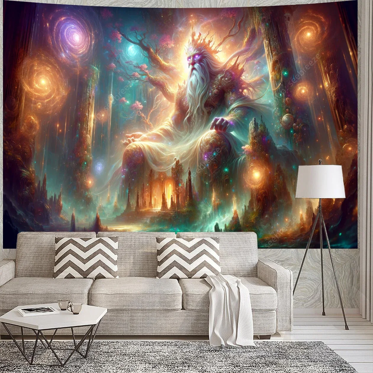 Elder God Cosmic Entity UV Reactive Tapestry Wall Hanging for Hippie Home Wall Decor Bohemian Room Decor Witchcraft Supplies