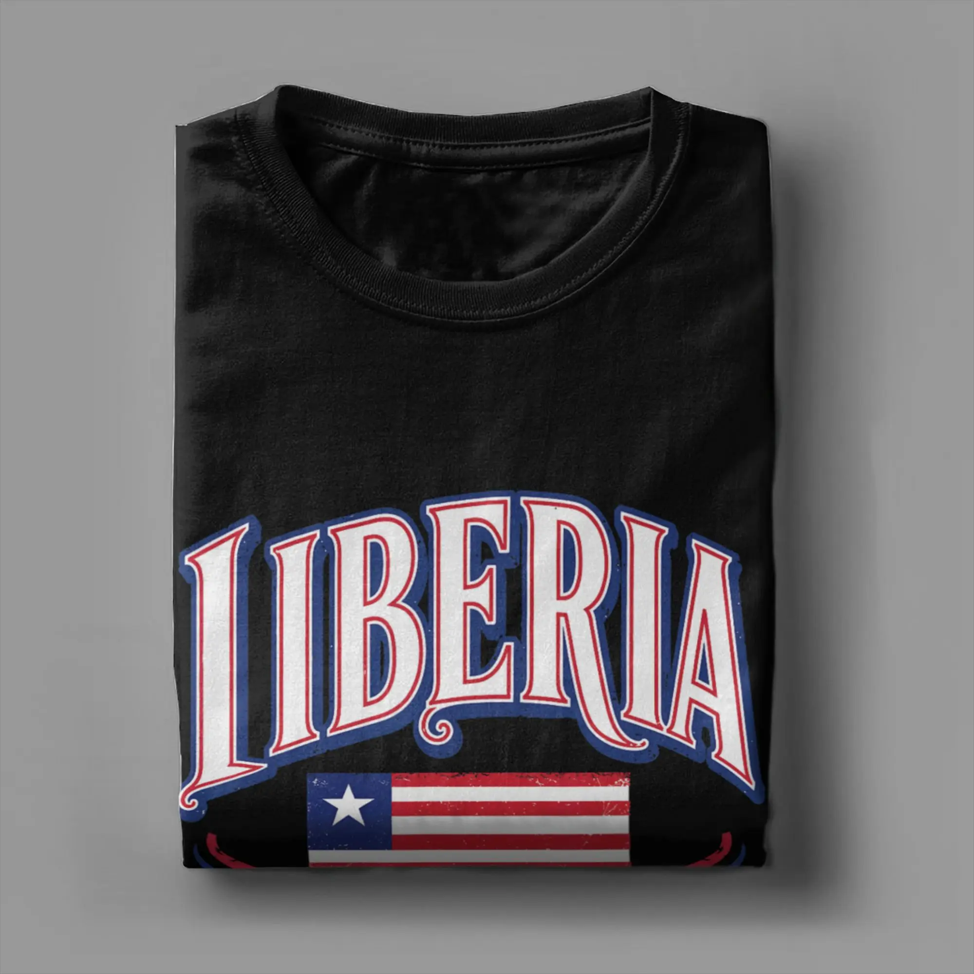 Men T-Shirt Liberia Est 1847 Independence Day  Funny Pure Cotton Tee Shirt Short Sleeve  T Shirts Crewneck Clothes Plus Size