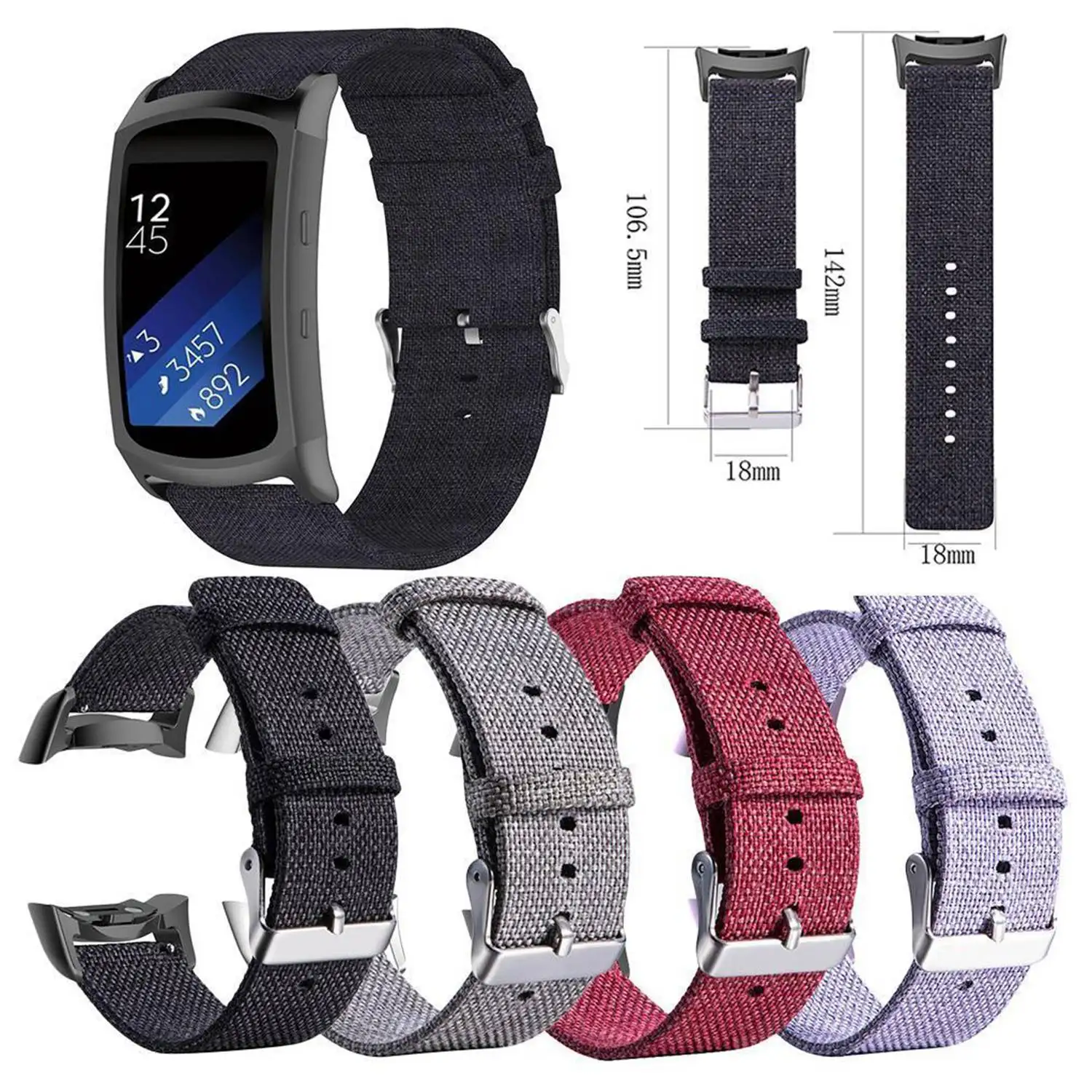 Cinturino per cinturino in Nylon Premium per Samsung Gear Fit2 Sm-R360 Sm-R365 Pro Rose Red