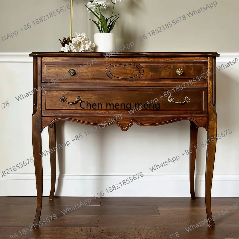 

French solid wood porch cabinet retro carved foyer display cabinet simple storage decorative cabinet