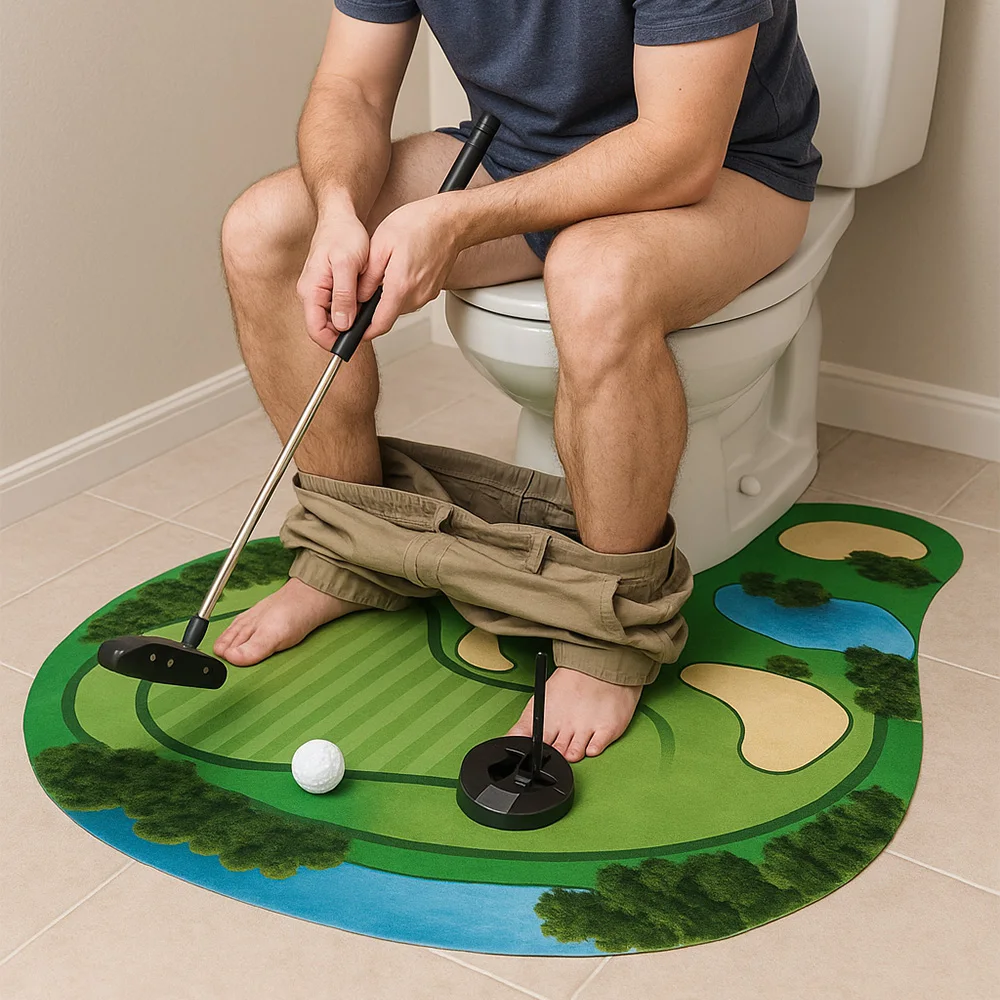 Zestaw do mini golfa z motywem toalety i piłki golfowej - zabawka sportowa do ćwiczeń, relaksu i rozrywki, śmieszny prezent dla mężczyzn i dzieci.