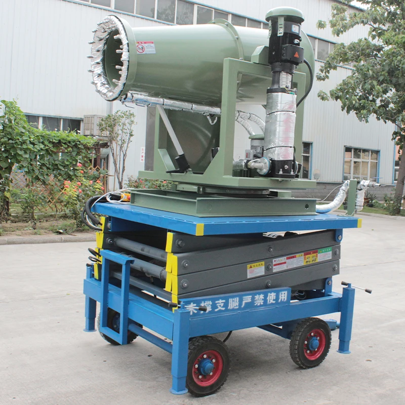 Equipamento automático de remoção de poeira em spray, canhão de neblina, areia e cascalho para reduzir o uso da poeira com plataforma de elevação