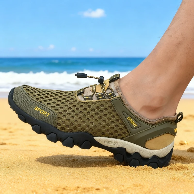

Men Casual Sandals Breathable Barefoot Sneakers 2026 New Fashion Summer Men Climbing Hiking Shoes Men Outdoor Beach Wading Shoes